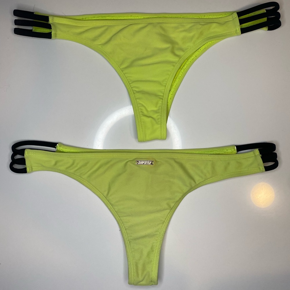 Surf Style neon yellow thong bikini bottoms.